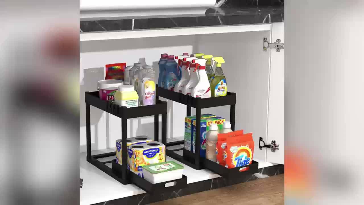 2 Pack Under Sink Organizer - Multi-Purpose Sliding Basket
