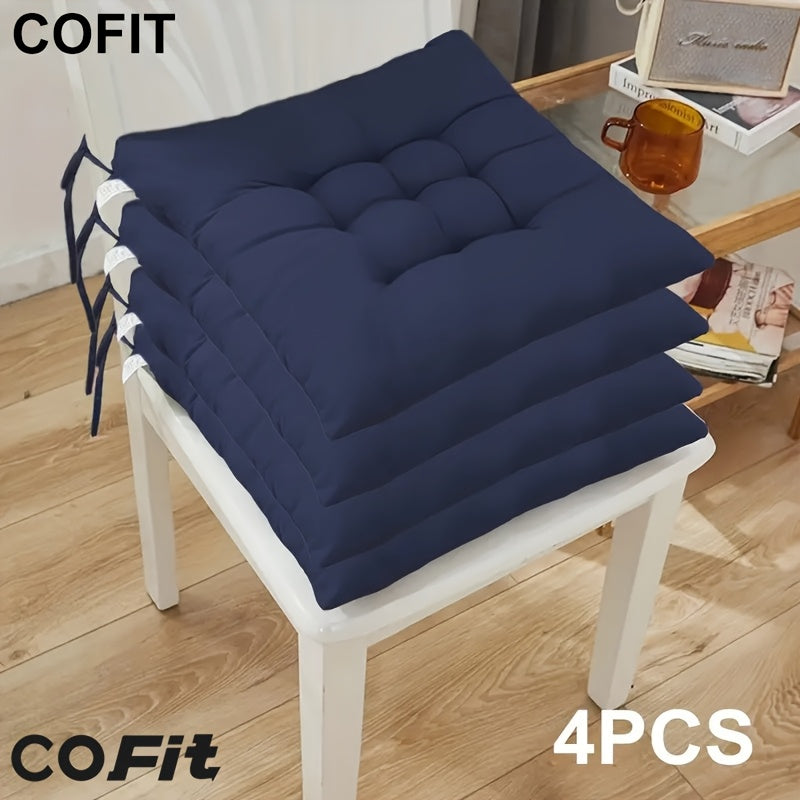 4-Pack Solid Color Polyester Chair Cushions - No Electricity Required, Durable Fabric, Plush Design, Suitable for Garden Chairs, Restaurant Chairs, Car Seats and Office Chairs