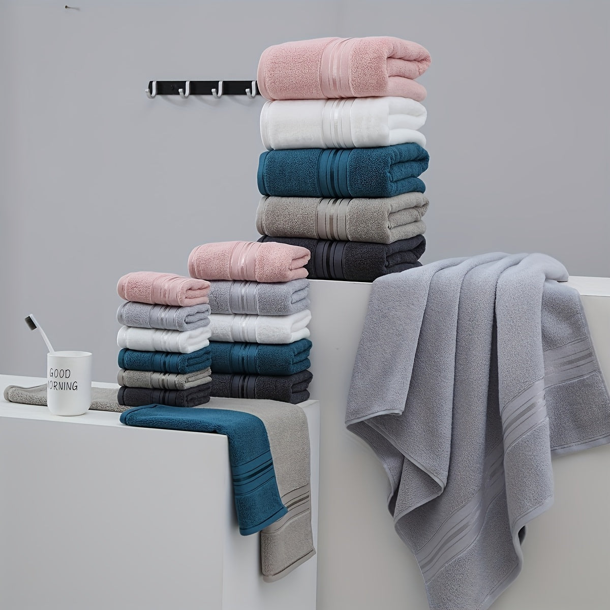 100 Percent Cotton Luxury Towel Set Six Piece Bath Spa Towels Washcloths