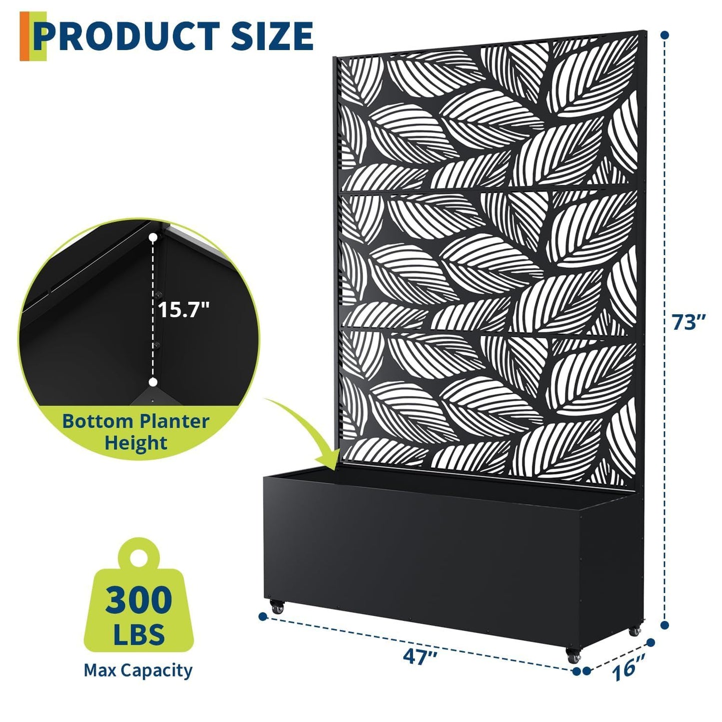 GAOMON Outdoor Metal Raised Garden Bed With Trellis And Wheels Drainage Holes