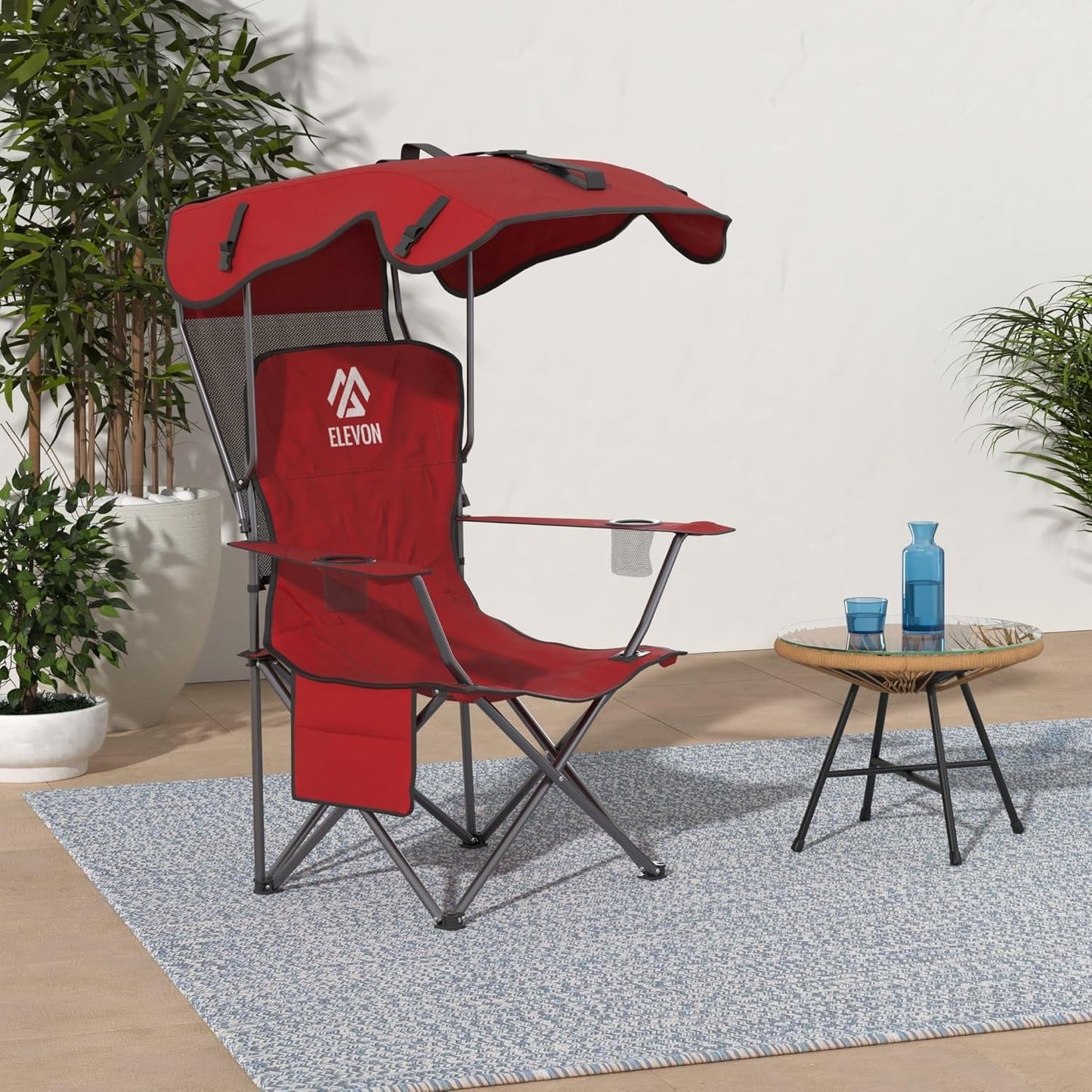 BalanceFrom Canopy Chair Folding Camping Recliner Support with Carrying Bag