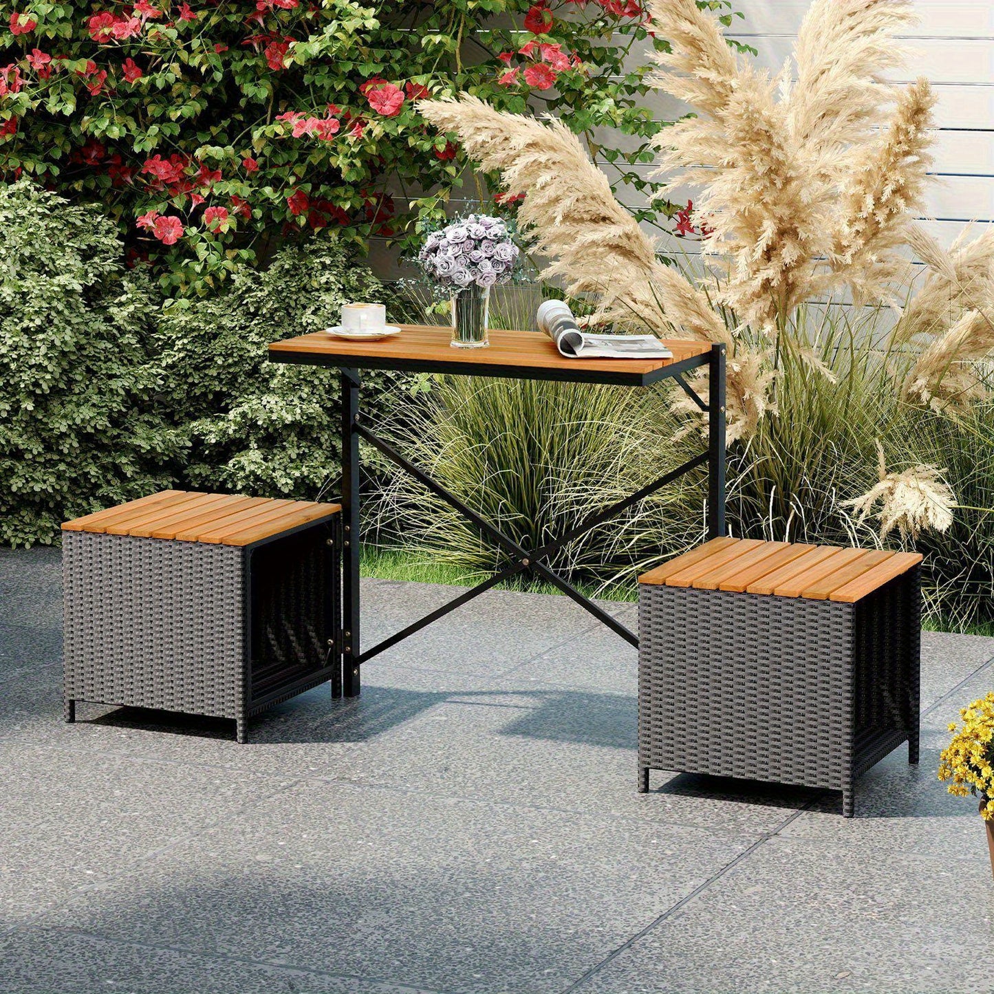 Outdoor Convertible Bench LIFEZEAL 2 In 1 Picnic Table Set Garden Loveseat