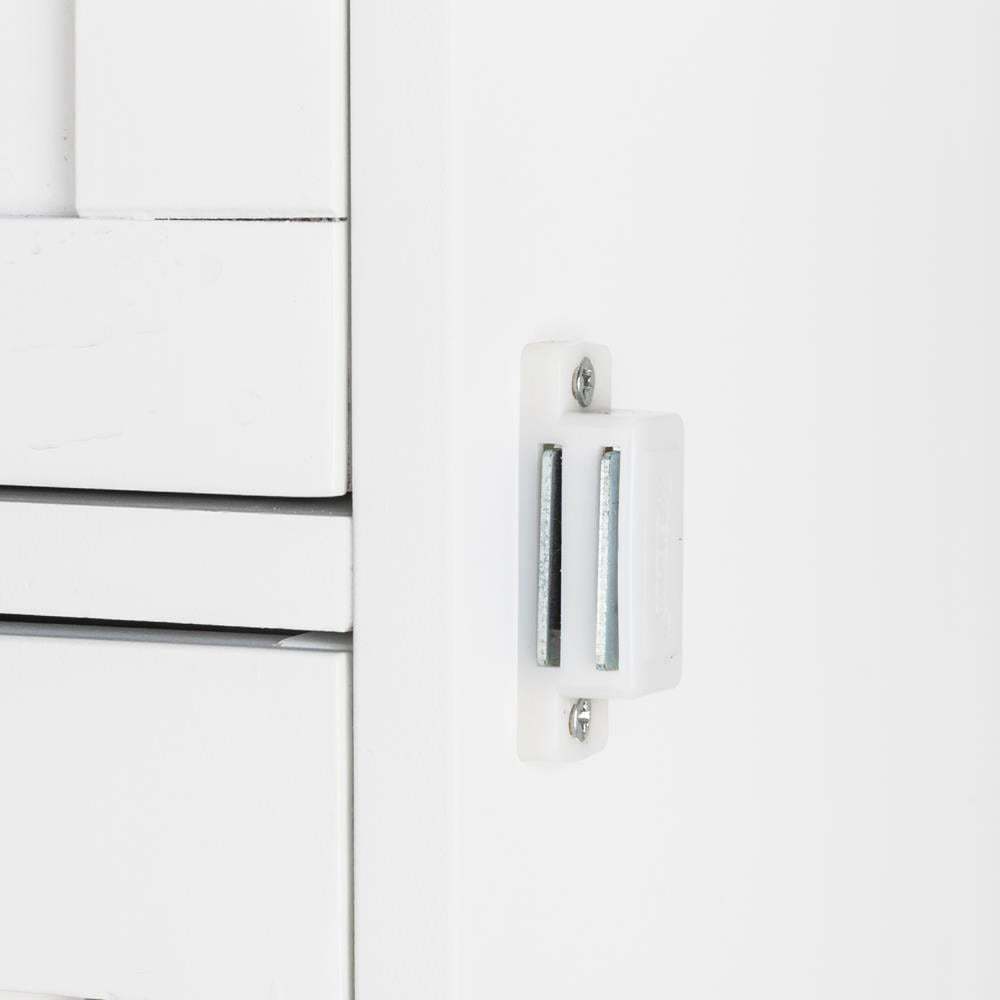 White Bathroom Floor Cabinet Side Storage With 4 Drawers 1 Cupboard 2 Shelves