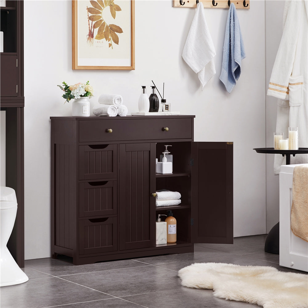 Costoffs Bathroom Storage Cabinet With 4 Drawers And 2 Doors Moisture Resistant