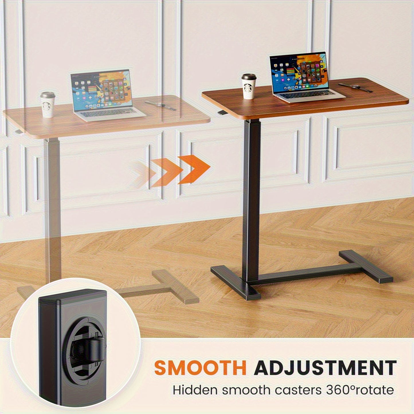 [Durable Adjustable Bed Table] Adjustable Bed Table with Lockable Wheels | Sturdy and Durable for Hospital and Home Healthcare Use