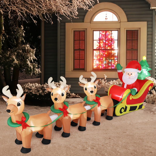 New 10ft 3 Deer Pulling Cart Inflatable Garden Decoration