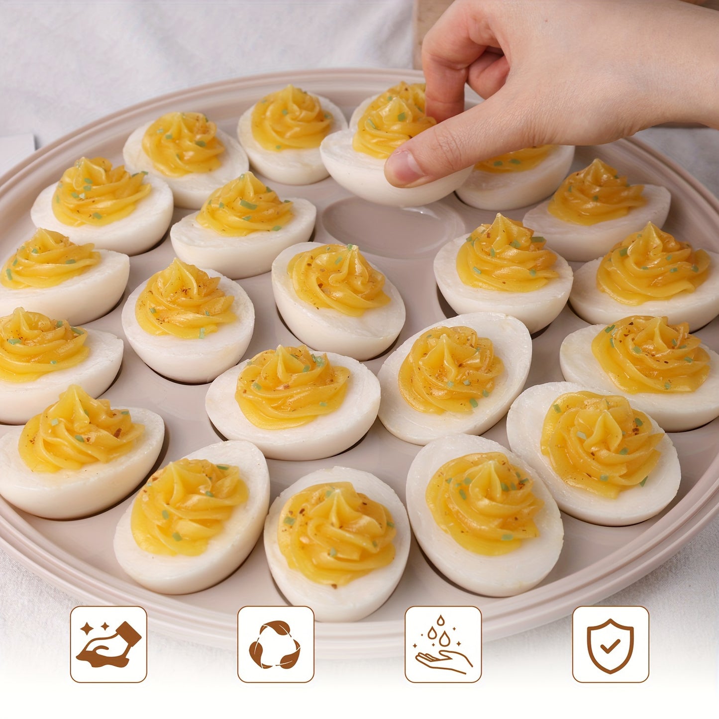 3pcs Deviled Egg Trays, Brown 11.8 Inch Plastic Egg Platters With Lid, Portable Egg Containers With 66 Slots/45Slots, Mother'S Day Gift, For Kitchen, Easter, Wedding, Valentine'S Day, Holiday Parties, Birthday Parties, Outdoo