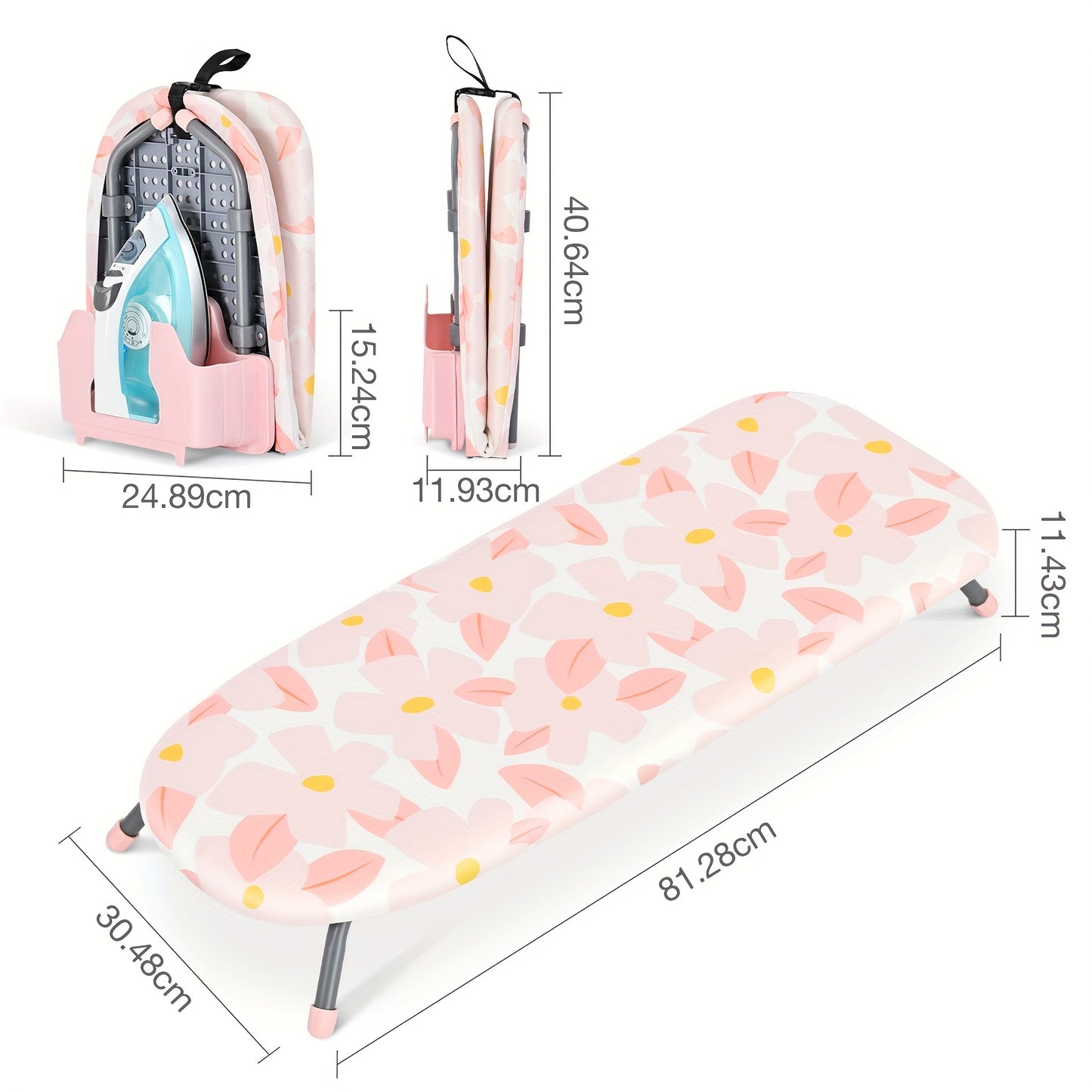 Portable Tabletop Ironing Board with Iron Holder & 2 Heat-Resistant Covers - Compact Metal Ironing Board with Non-Slip Feet, Striped Design for Home, Travel, Camping - Perfect Gift for Thanksgiving, Christmas
