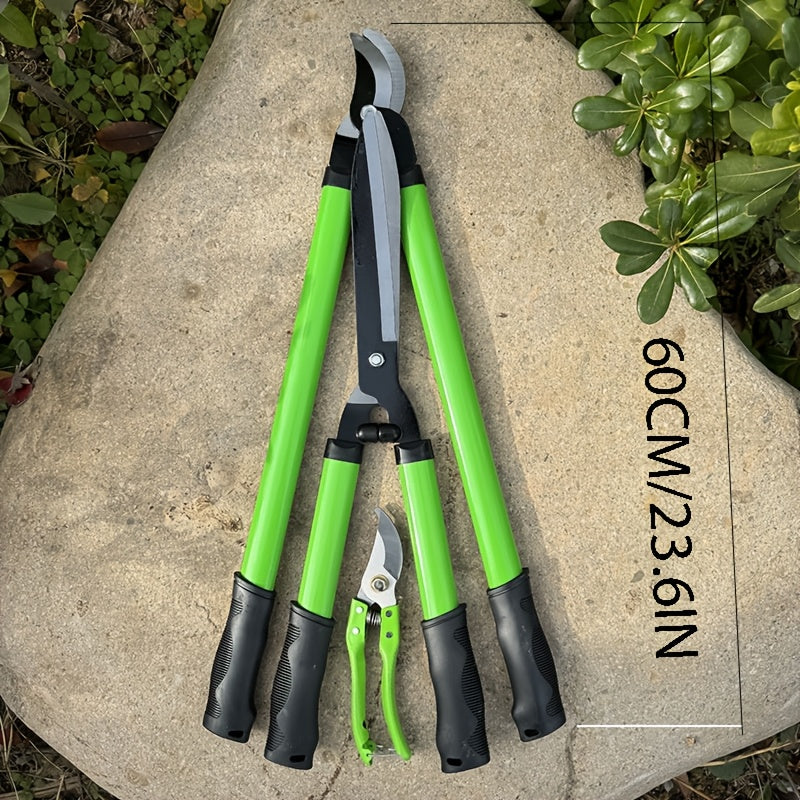 3Pcs Gardening Pruning Shears Set 55Mn Steel Thick Blades Lawn Hedge Clippers
