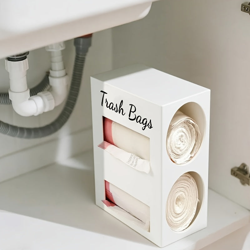 Wooden 2 In 1 Garbage Bag Holder And Storage Box Wall Mounted Organizer