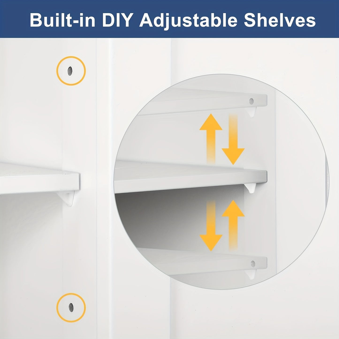 White Bathroom Storage Cabinet With Single Door And 4 Drawers