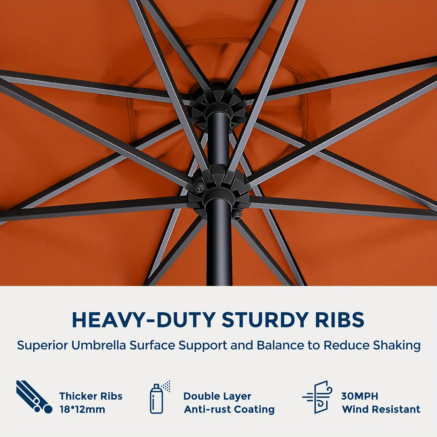 [Outdoor Patio Umbrella] 9ft Outdoor Patio Umbrella | 8 Colors, Push Button Tilt Crank, 8 Iron Umbrella Ribs, For Garden, Deck, Backyard, Pool, Garden Houses (No Base)