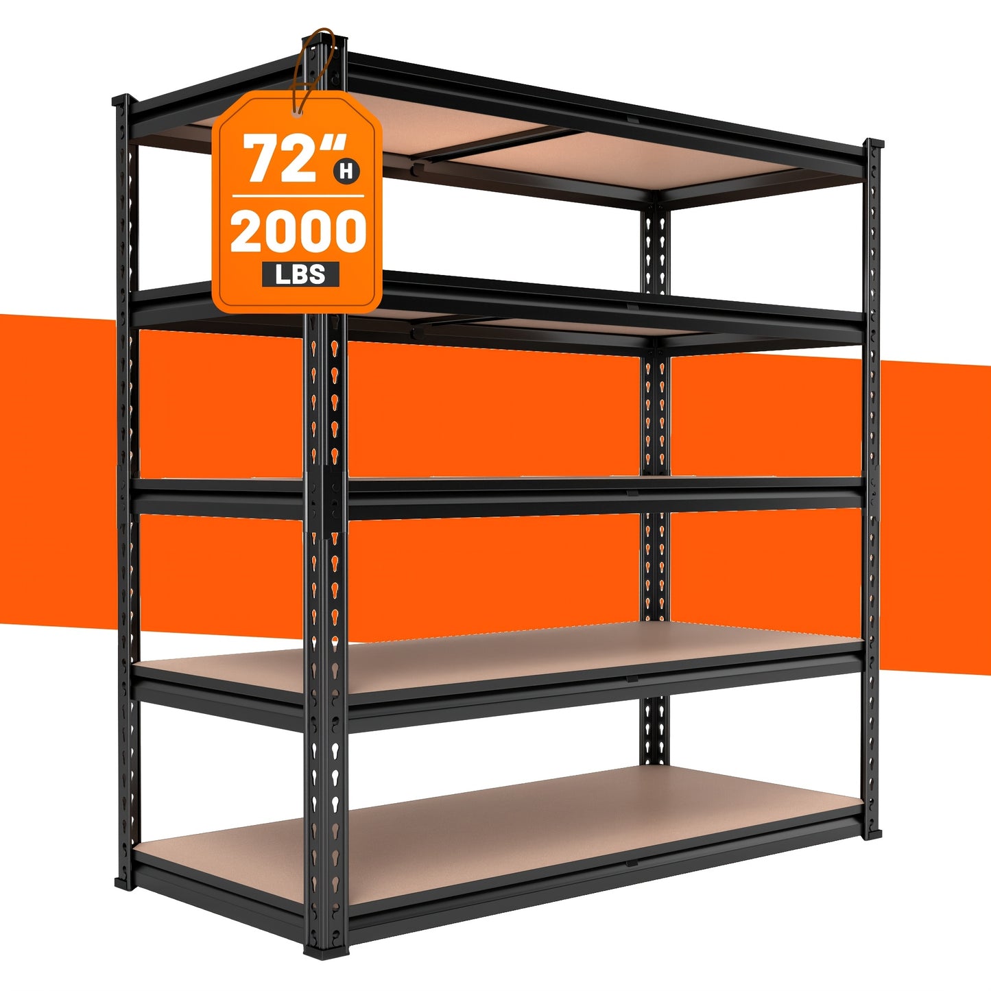 Heavy Duty 5 Tier Metal Shelves - 72 H 2000LBS Capacity