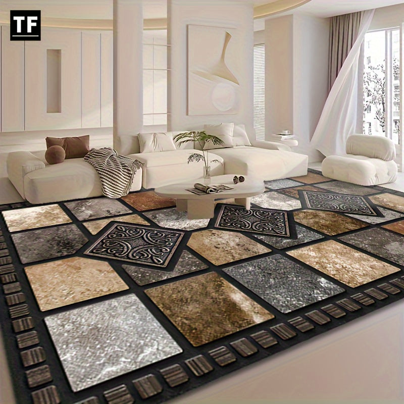 Lux Marble Tile Mat With Rubber Backing For Living Room And Entry Indoor Outdoor