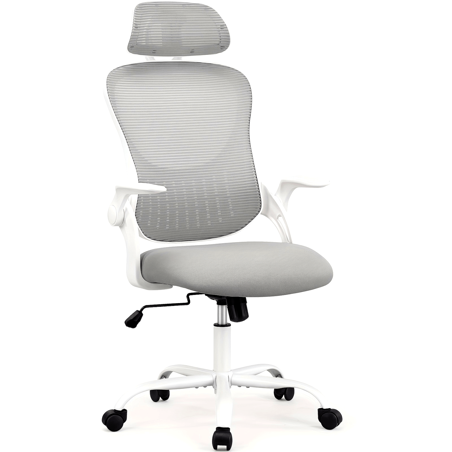 OLIXIS Ergonomic Office Desk Computer Chair, High Back Comfy Swivel Home Gaming Mesh Chairs with Wheels, Adjustable Headrest, Comfortable Lumbar Support, Flip-up Arms, 144° Tilt for Study