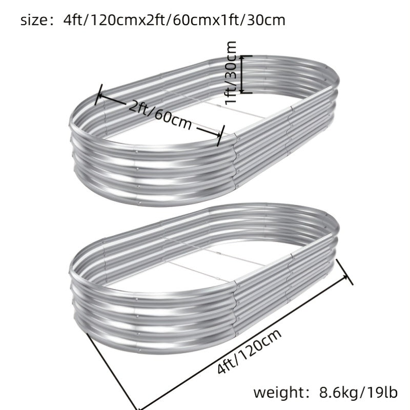 2 Pack Galvanized Raised Garden Bed Kit Oval Planter Boxes For Vegetables