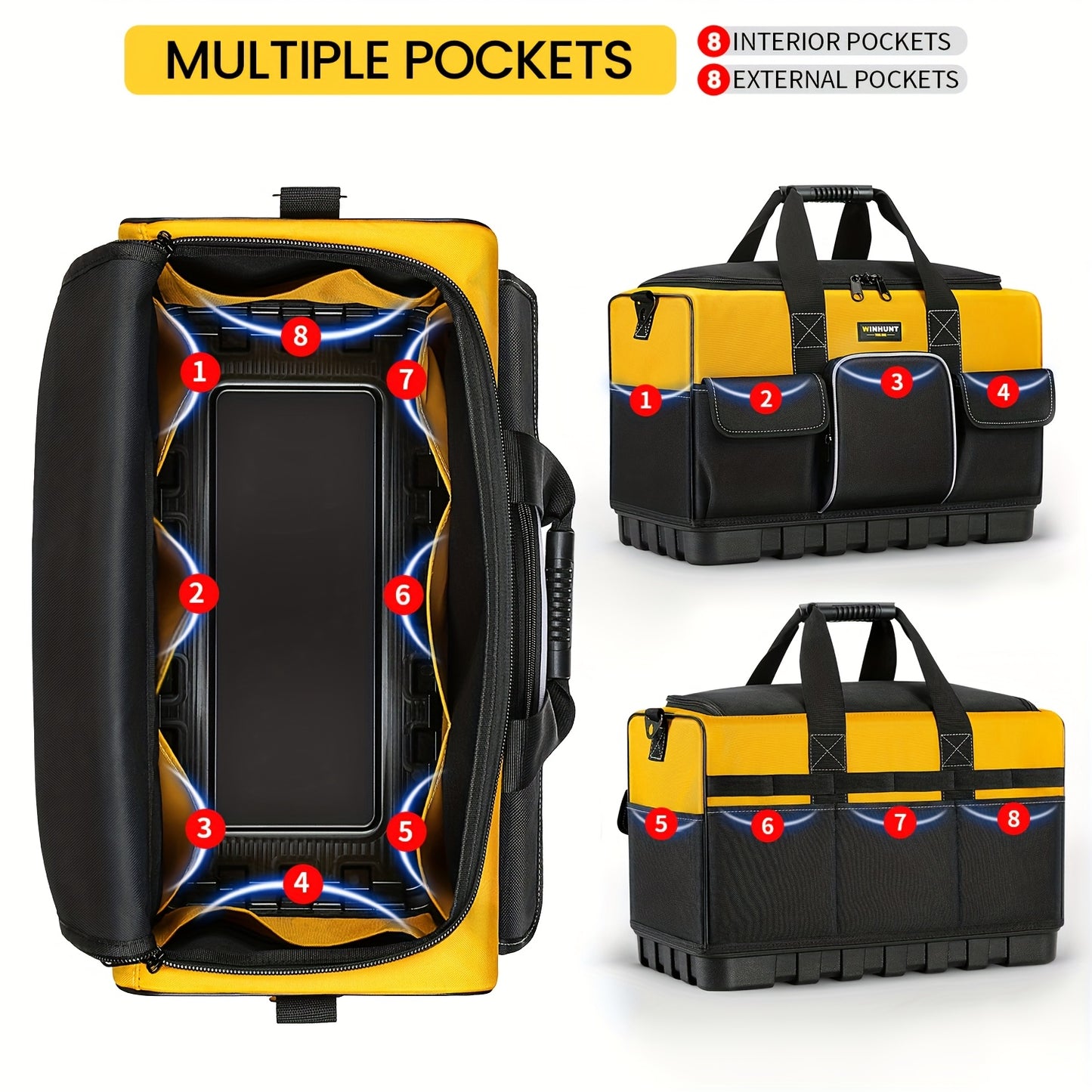 WinHunt Heavy Duty Tool Bag With Wide Mouth And Adjustable Shoulder Strap