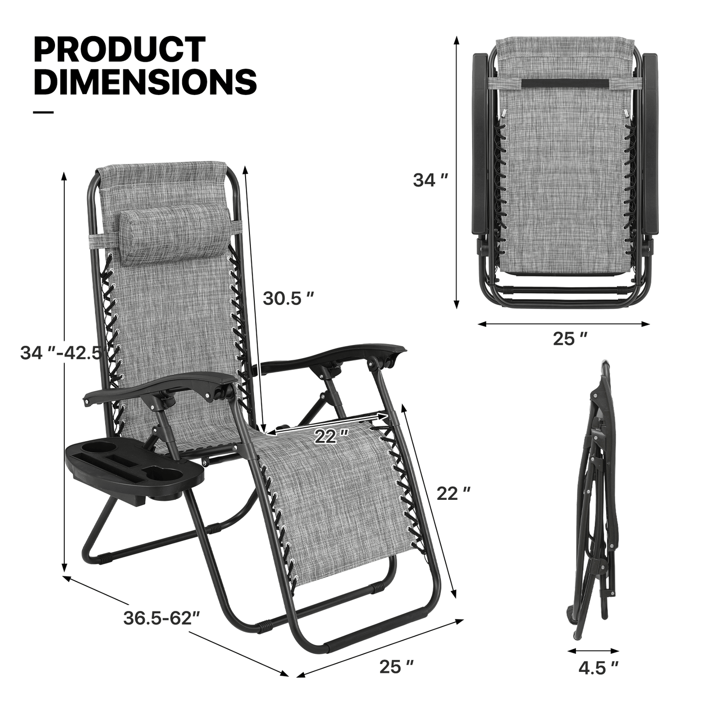 MoNiBloom Zero Gravity Chairs Set of 2 Outdoor Folding Patio Lounge Chairs