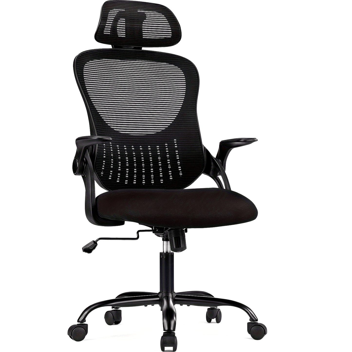OLIXIS Ergonomic Office Desk Computer Chair, High Back Comfy Swivel Home Gaming Mesh Chairs with Wheels, Adjustable Headrest, Comfortable Lumbar Support, Flip-up Arms, 144° Tilt for Study