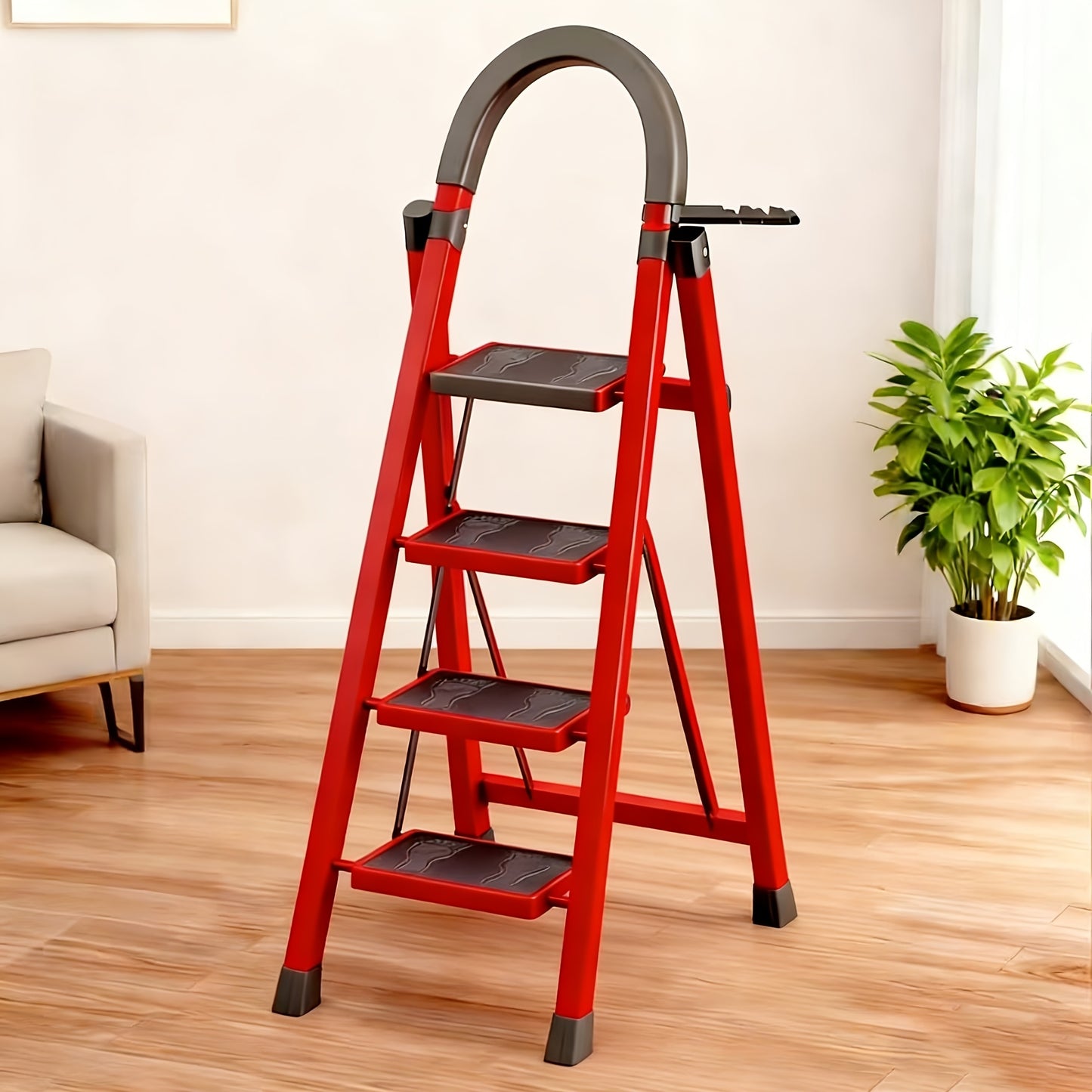 Five Step Portable Folding Ladder With Non Slip Steps Lightweight For Home Use