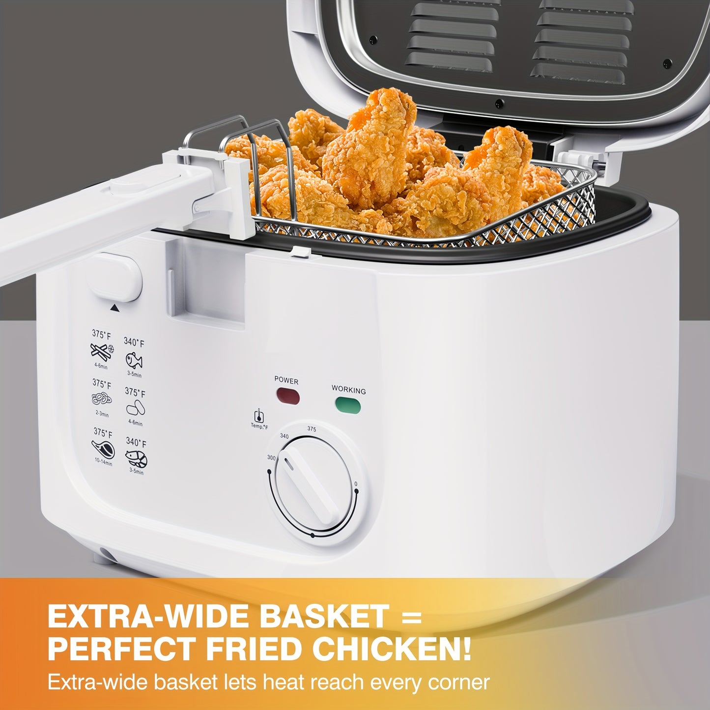 1500W Electric Deep Fryer With Adjustable Temp Control