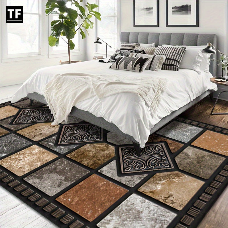 Lux Marble Tile Mat With Rubber Backing For Living Room And Entry Indoor Outdoor