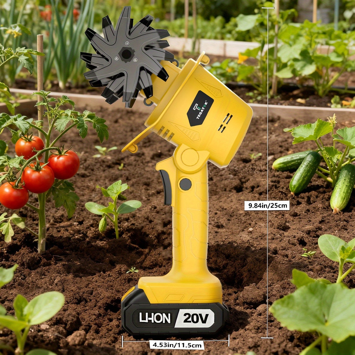 20V Cordless Tiller Cultivator Garden Portable Lightweight Handheld 9 Inch Width