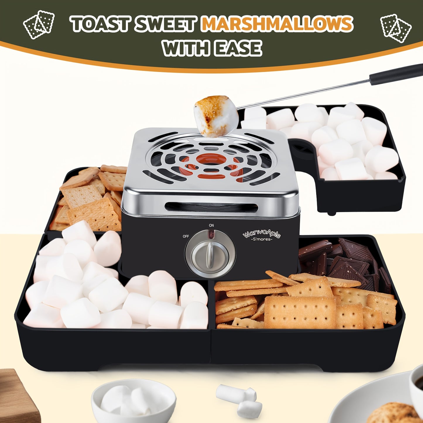 WANVOAPLS Electric Smores Maker Indoor Flameless Roaster