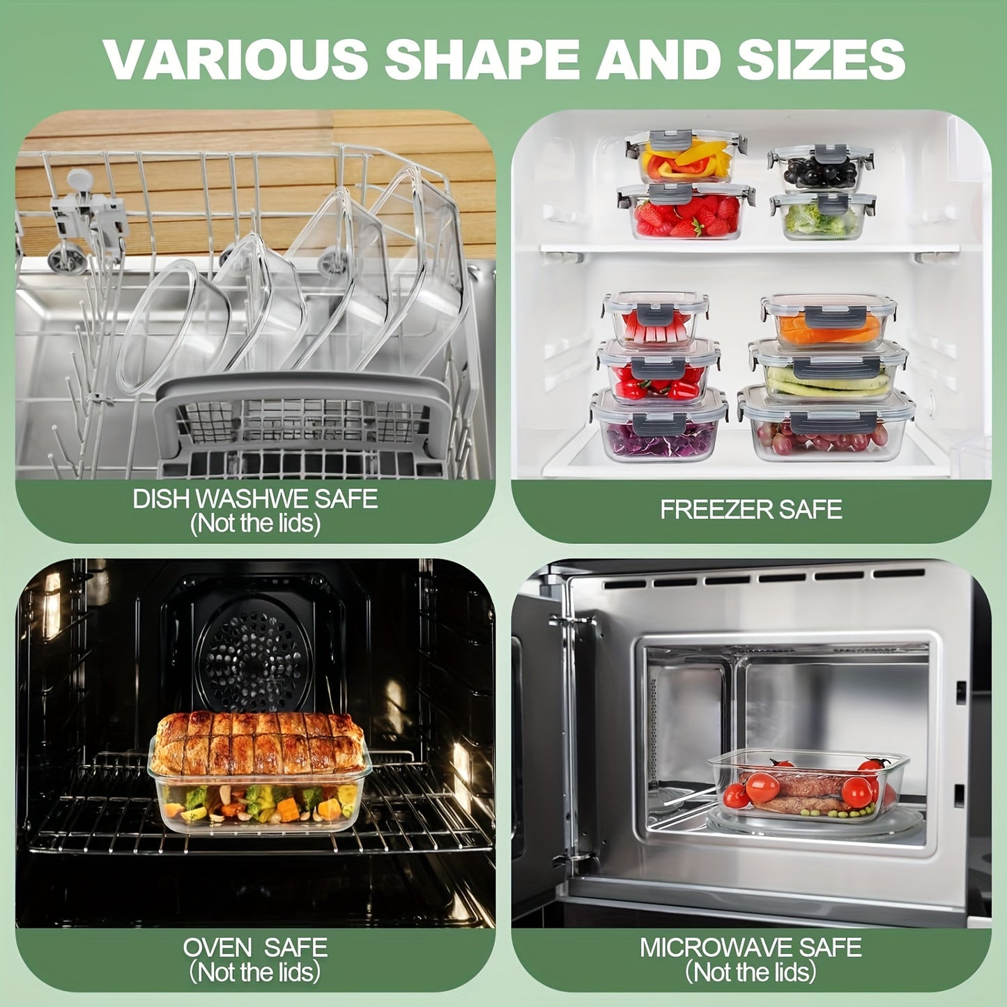 12 Pack Glass Food Storage Containers With Lids Airtight Microwave Safe