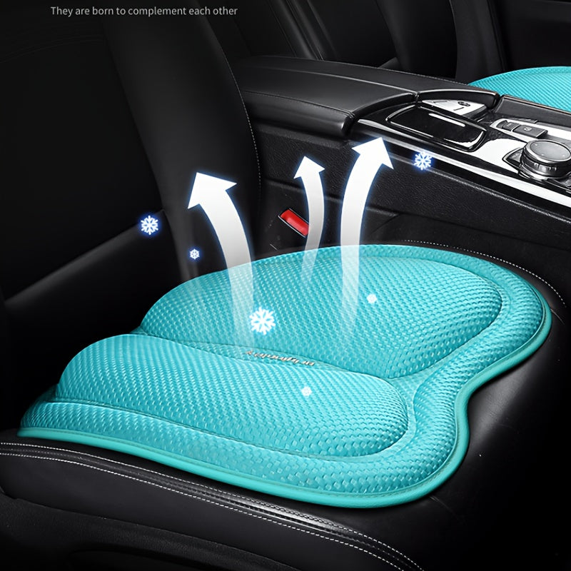 Car Accessories 2-Piece Set, Universal Square Car Seat Cushion + Backrest Pad for All-Season Use – Breathable & Cool in Autumn/Warming Winter Comfort Design. Easy to Install Multi-Layered Space Patterns, Perfect