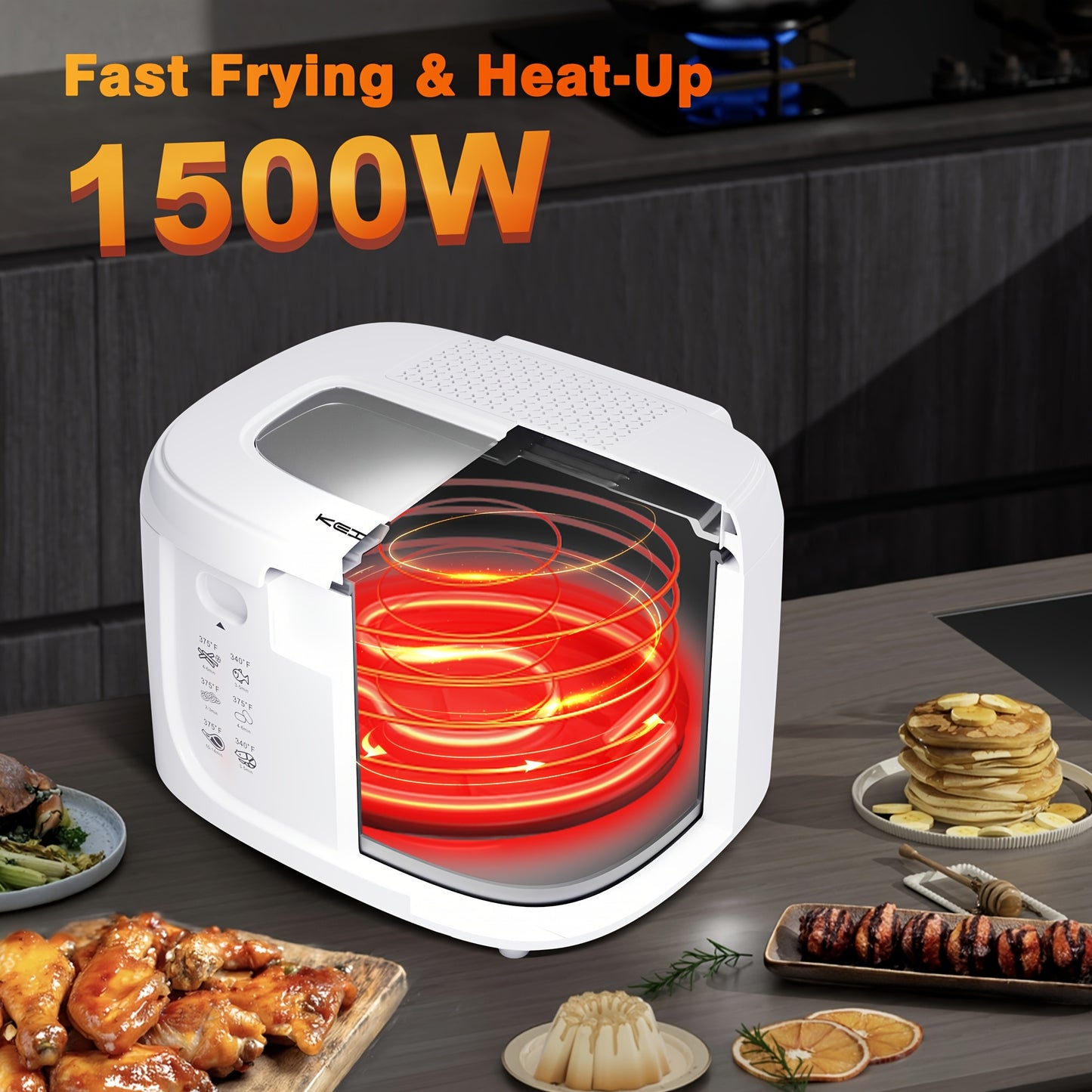 1500W Electric Deep Fryer With Adjustable Temp Control