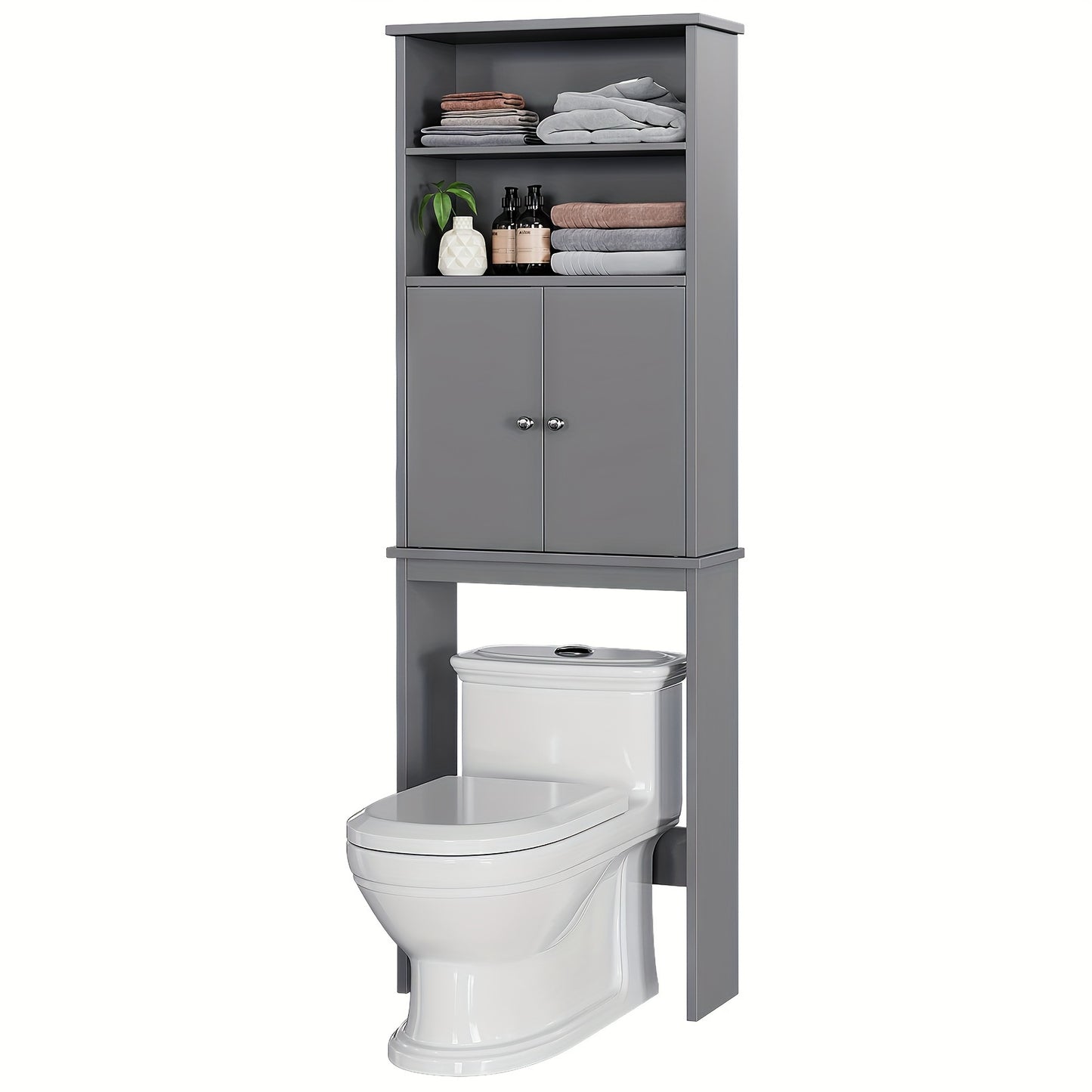 JY QAQA Over The Toilet Storage Cabinet White Space Saver With Adjustable Shelf