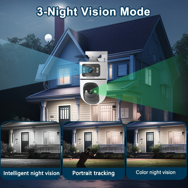 2K Dual Lens PTZ Outdoor Security Camera With 355 Rotation And Dual Band WiFi
