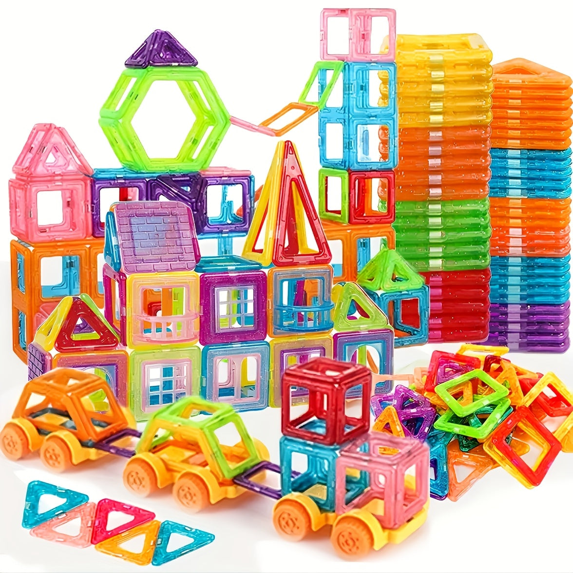 122pcs - DIY Magnetic Toys With Magnetic Blocks, Large-sized STEM Toy Structure Set Toys, Educational Magnetic Toys For Learning, Magnetic Tiles, Birthday, Halloween, Valentine'S Day Gifts