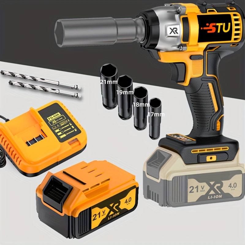 21V Electric Impact Wrench Heavy Duty Cordless Lithium Battery Tool Fast Charger