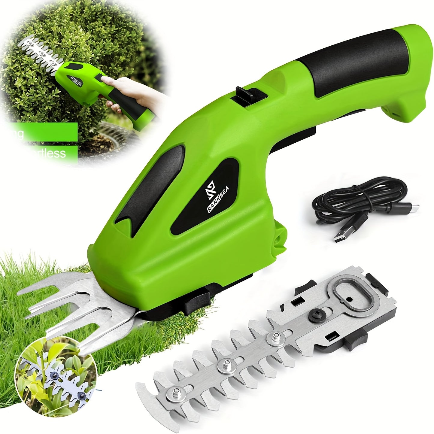 2-In-1 Cordless Hedge Trimmer And Grass Shears 1500mAh Battery Powered