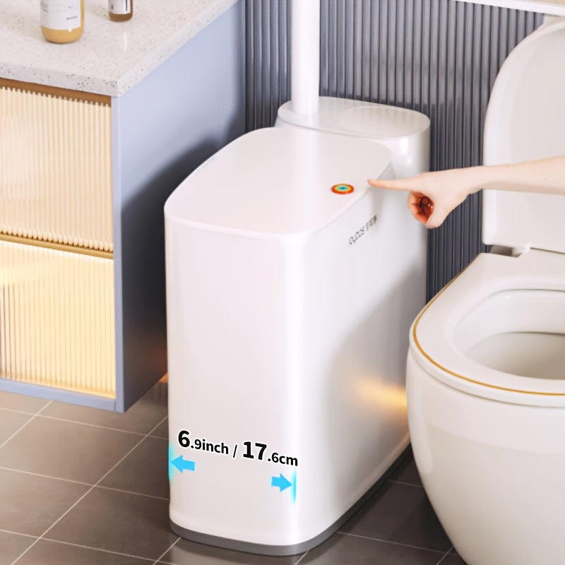 2 In 1 Trash Can With Toilet Brush Holder Bathroom Plastic Floor Mount JOYBOS