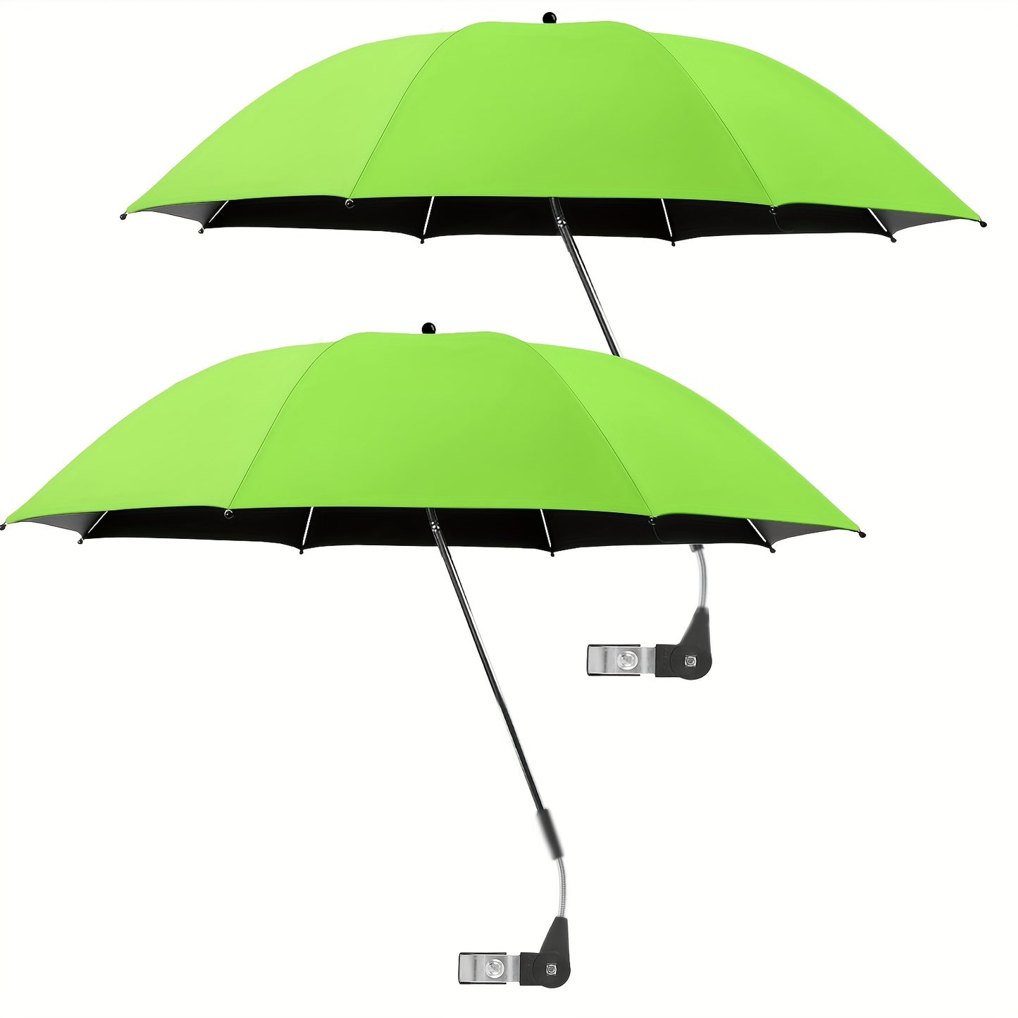 2 Pack Chair Beach Umbrella with 360° Clamp, UPF50+ Sun Protection, Carbon Fiber Pole & Lightweight Polyester Canopy, Mixed Colors for Beach, Camping, Patio, Outdoor Travel, Camping Essentials, Classic Umbrella Design, Durab