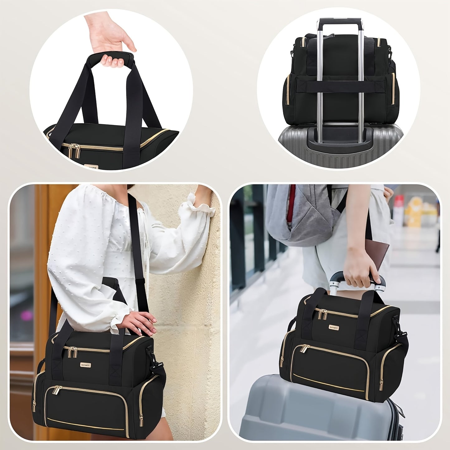 Large Makeup Cosmetic Bag With 2 Removable Cases Double Layer Travel Organizer