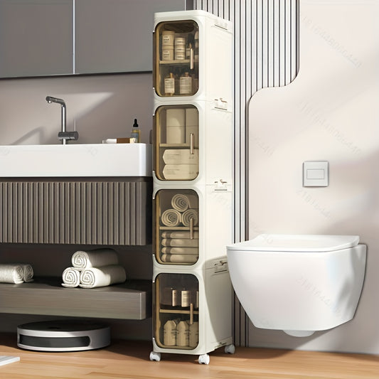 Three Quarter Tier Tall Narrow Plastic Storage Cabinet With Adjustable Shelves