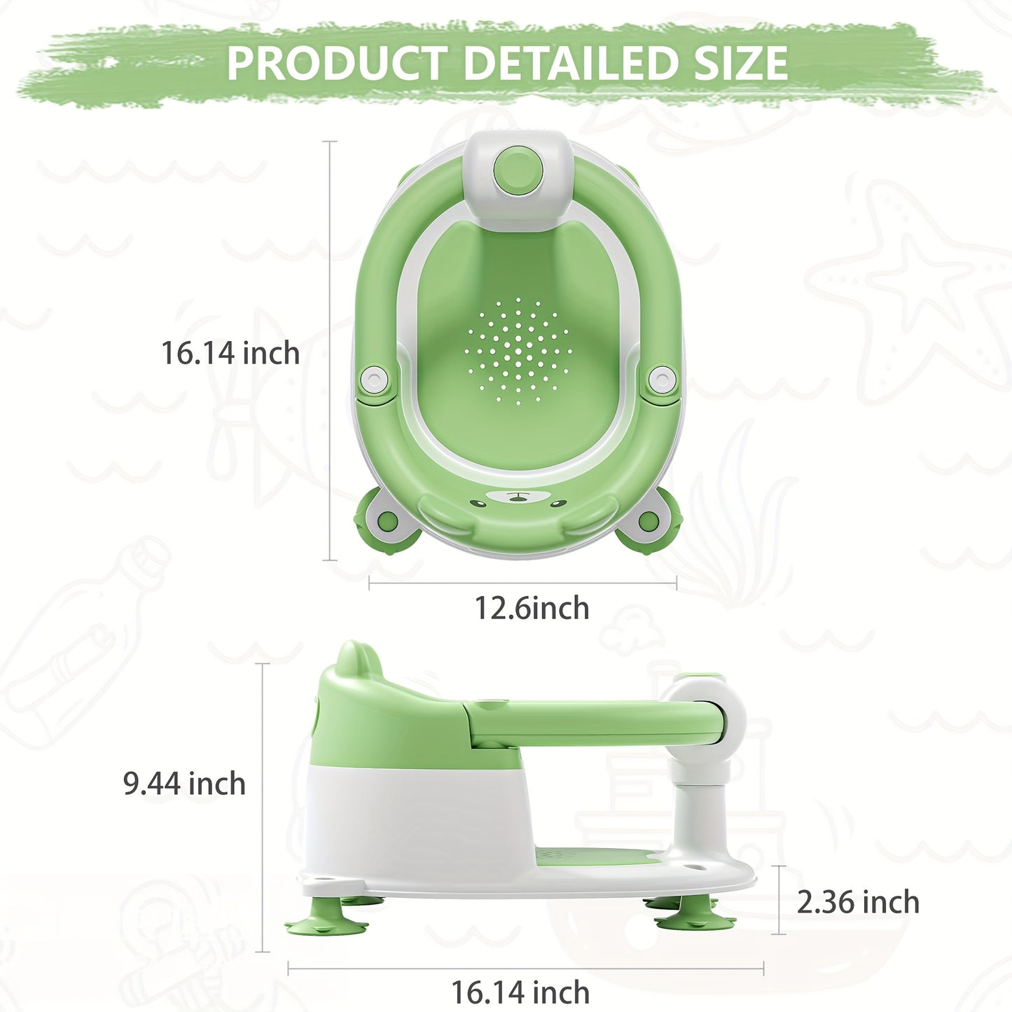 Baby Bath Seat 6 Months And Up Non Slip With 4 Suction Cups