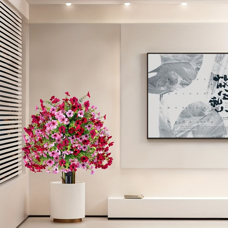 2 Pack UV Resistant Artificial Eugenia Shrub With Pink Flowers For Outdoor Decor