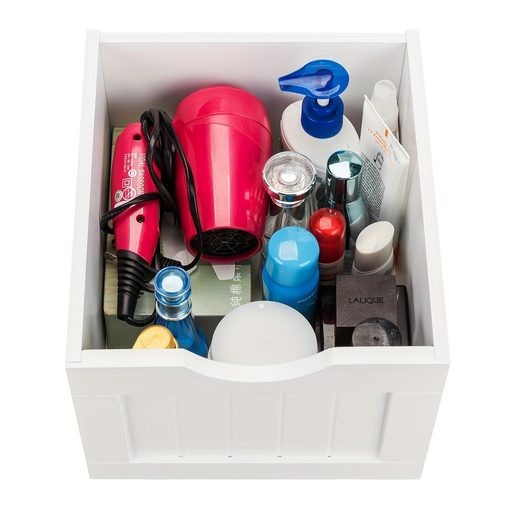 White Bathroom Storage Cabinet With Single Door And 4 Drawers