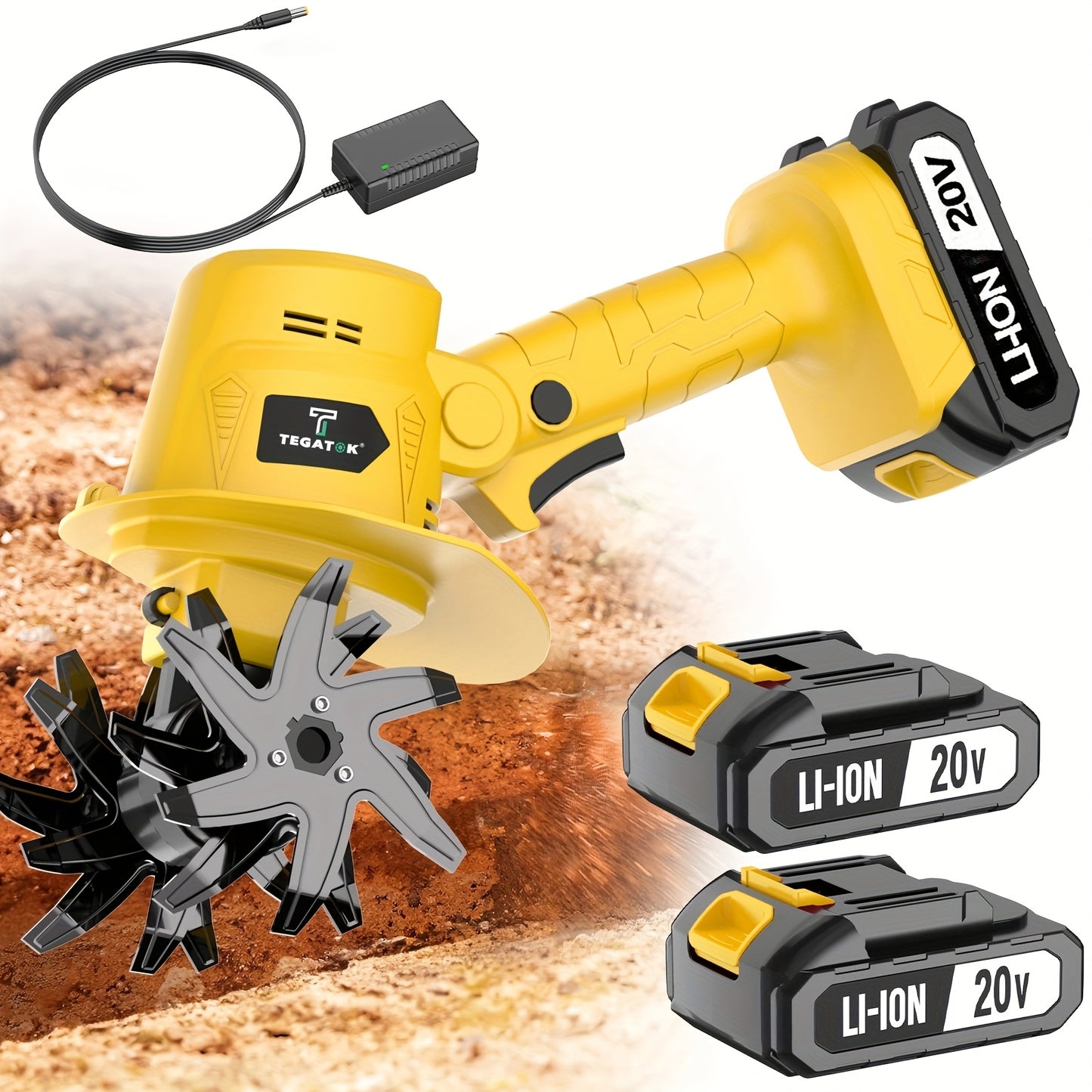 20V Cordless Tiller Cultivator Garden Portable Lightweight Handheld 9 Inch Width