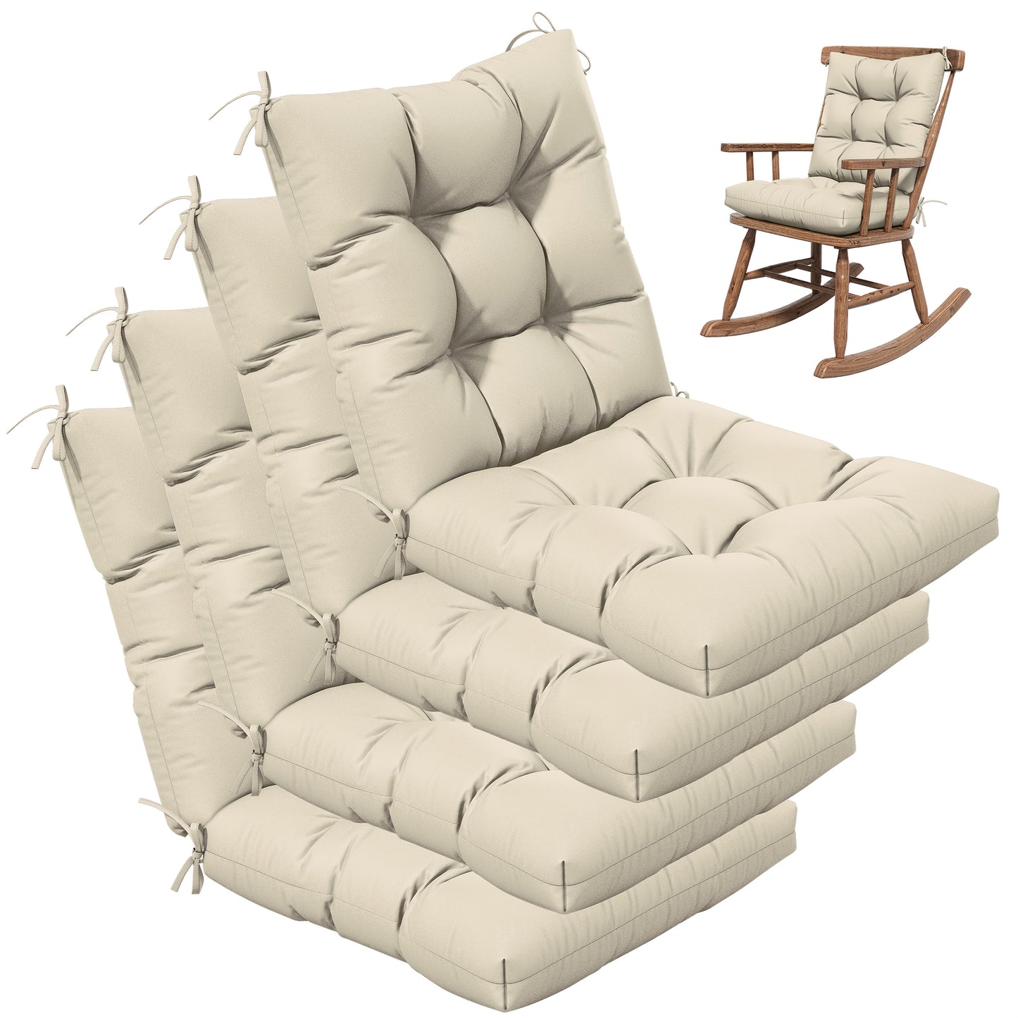 Set of 4 Outdoor Swing Cushions 22.5x22.5 Inches Waterproof All Season