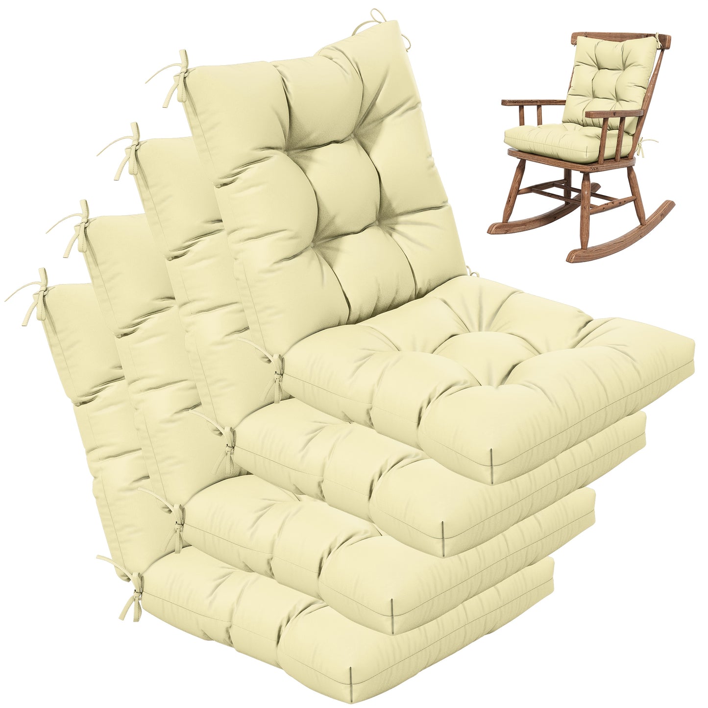 Set of 4 Outdoor Swing Cushions 22.5x22.5 Inches Waterproof All Season