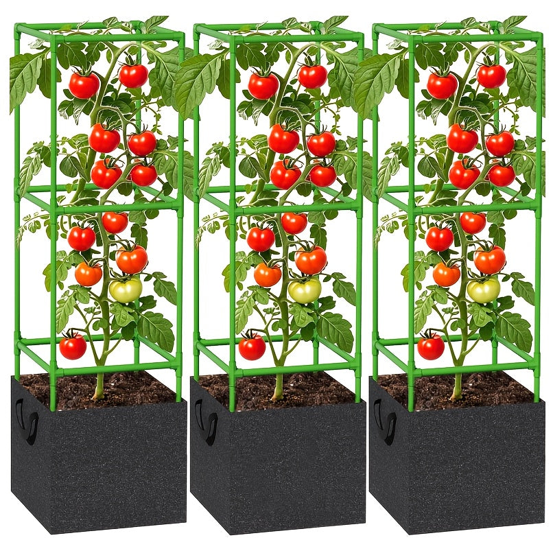 3Pc Heavy Duty Tomato Plant Support Rack Trellis System For Vertical Garden