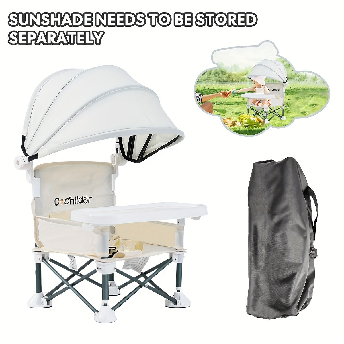 Cochildor Portable Booster Seat and High Chair with Detachable Tray