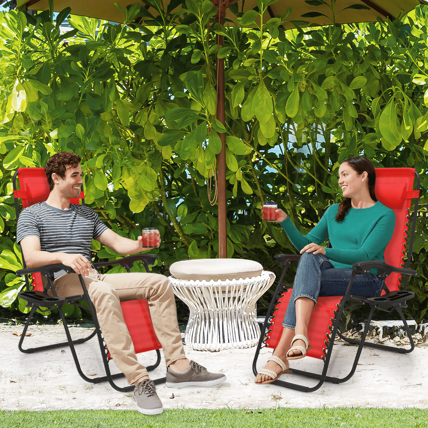 MoNiBloom Zero Gravity Chairs Set of 2 Outdoor Folding Patio Lounge Chairs