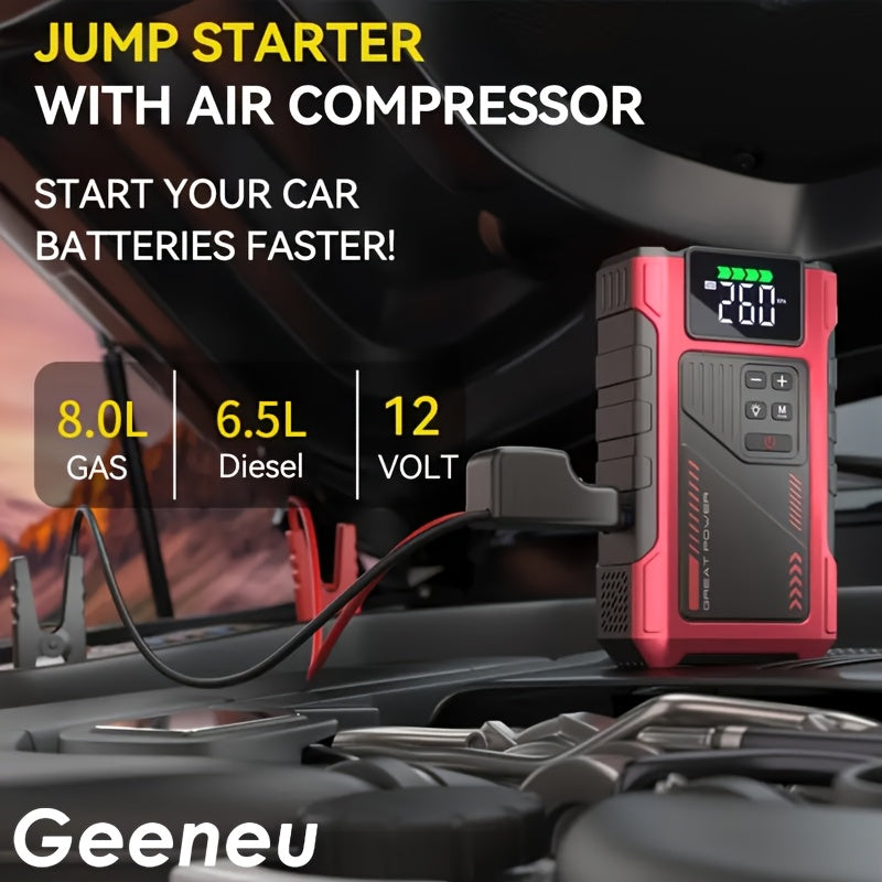5000A Portable Wireless Car Jump Starter With Air Compressor And USB Output